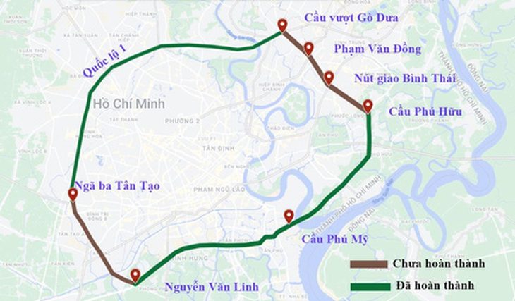 4.500 tỉ đồng để khép kín vành đai 2 phía đông TP.HCM - Ảnh 1. Theo Sở Giao thông vận tải TP.HCM, việc sử dụng vốn ngân sách (từ nguồn thu phí hạ tầng cảng biển) để đầu tư đường vành đai 2 từ đường Võ Nguyên Giáp đến đường Phạm Văn Đồng nhằm khơi thông đường vào cảng là đúng với mục tiêu nghị quyết 10/2020 của HĐND TP - Đồ họa: CHÂU TUẤN